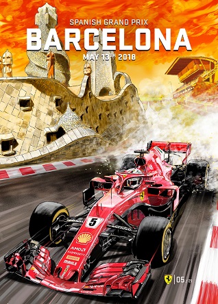 SPAIN 2018 F1 FERRARI GRAND PRIX RACE POSTER COVER ART